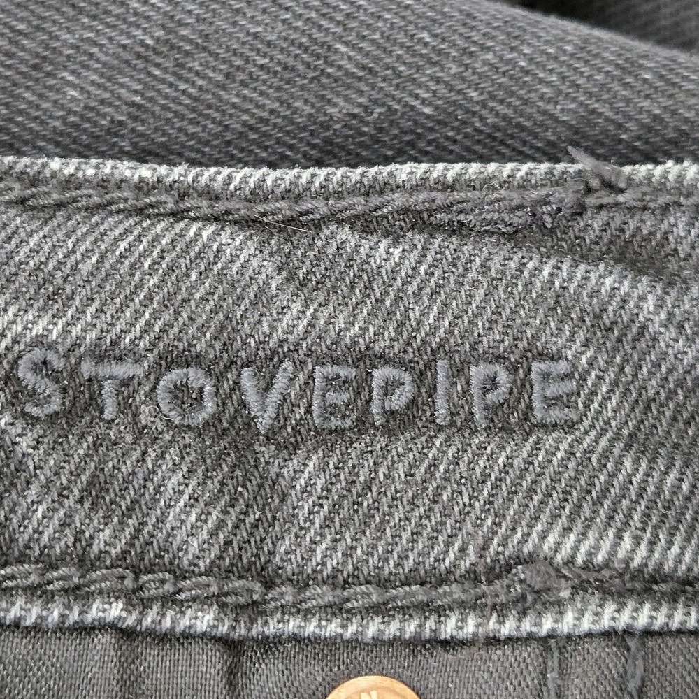 American Eagle Outfitters Women Jeans 14 Black Denim Stovepipe Baggy Y2K - Picture 3 of 12